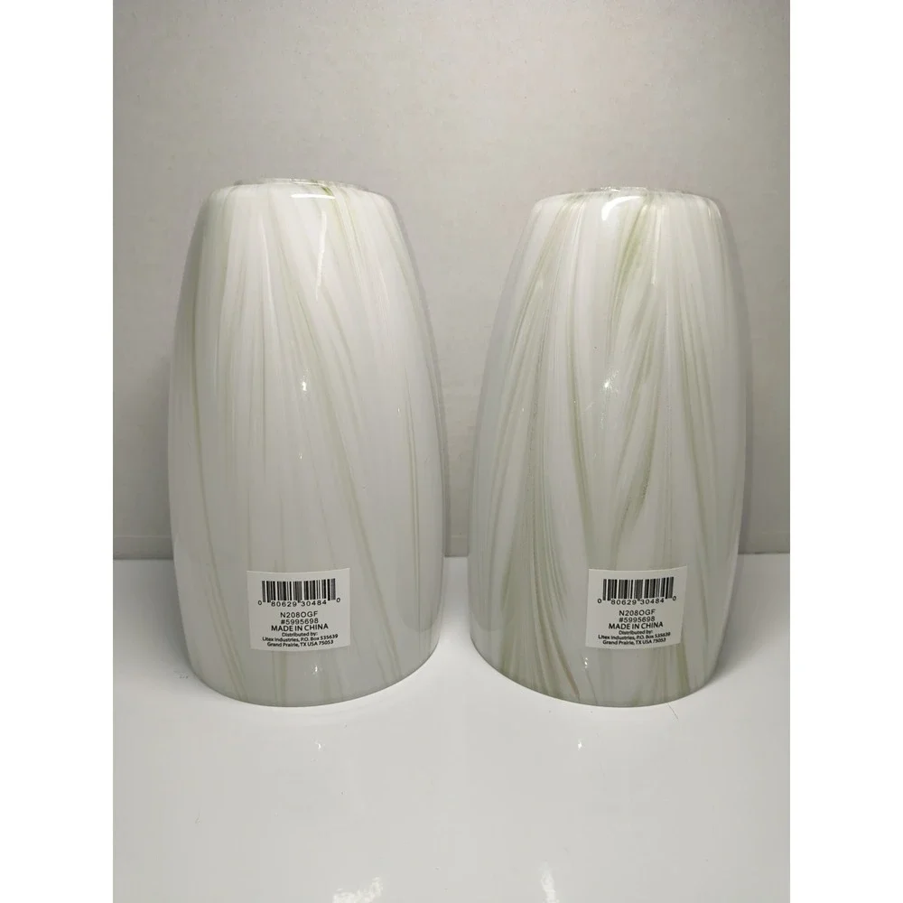 NEW Style Selections Champagne Opal Shimmer Glass Pendant Light Shade Set Of 2